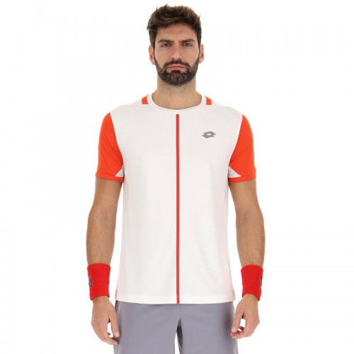 Camiseta Lotto Top IV Blanco Brillante Rojo Amapola Camiseta Lotto Top IV Blanco Brillante Rojo Amapola