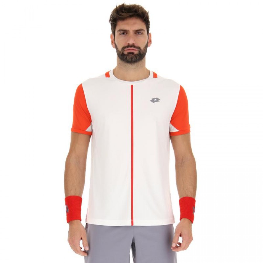 T-shirt Lotto Top IV Blanc Vif Rouge Coquelicot