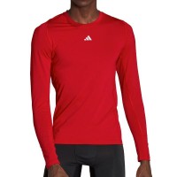 T-shirt manches longues adidas Techfit rouge  Offre - Pas cher