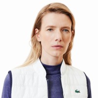 Gilet femme Lacoste Slim Fit bleu marine blanc  Offre - Pas cher