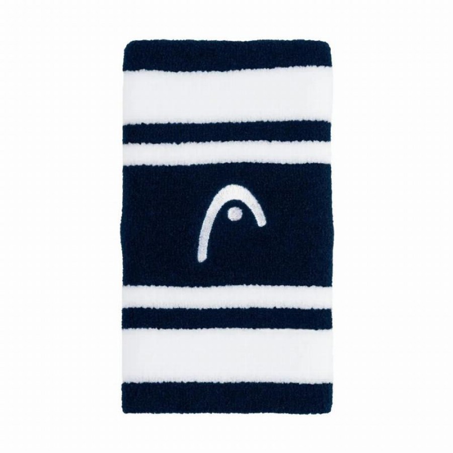 Head Striped 5 Navy Blue White Wristbands 2 Units  Offer + Cheap