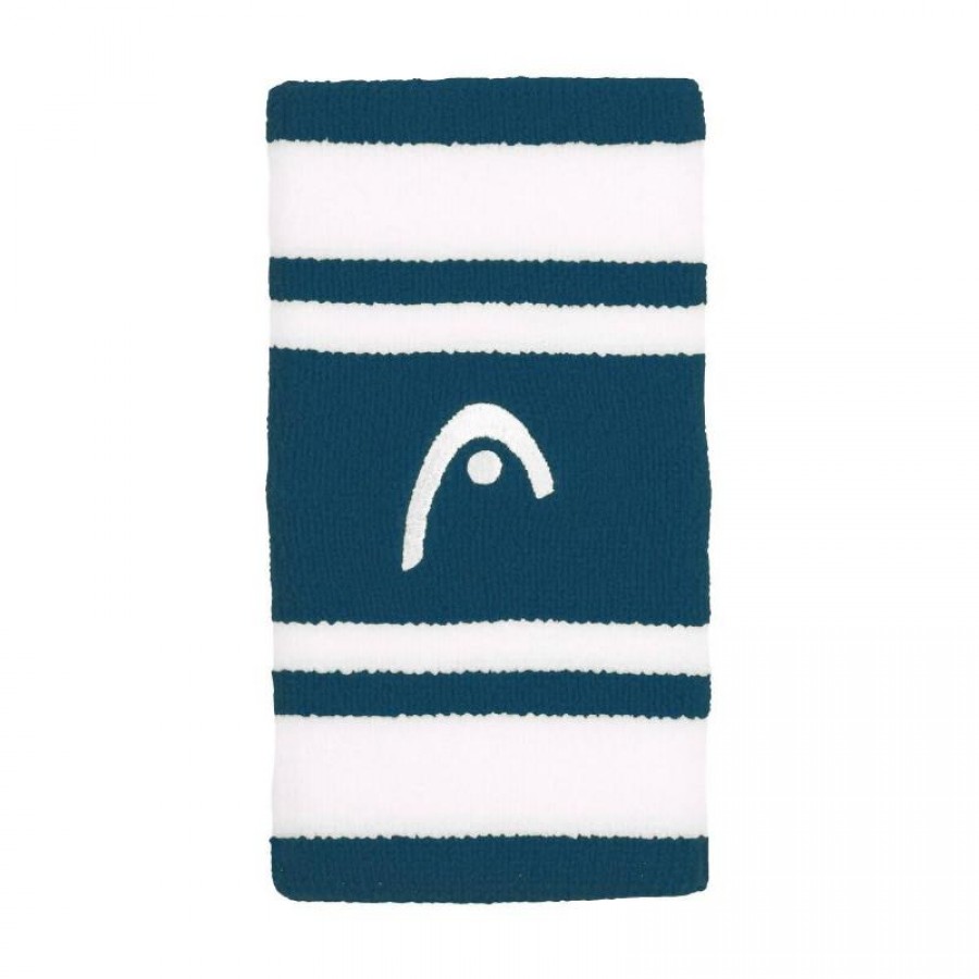 Head Striped 5 Teal Blue White Wristbands 2 Units  Offer + Cheap