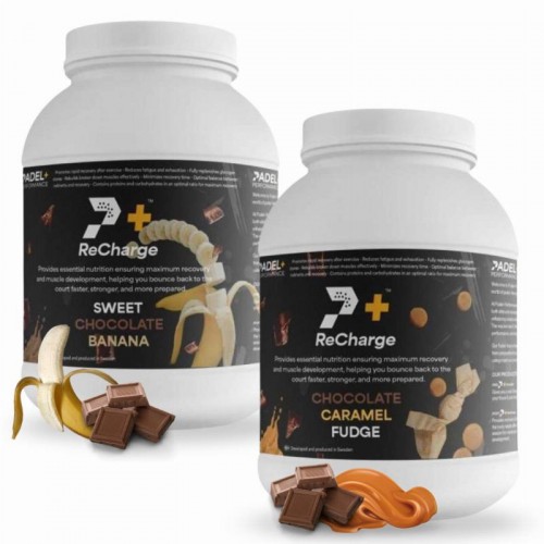 Pack Bote Padel Performance ReCharge Chocolat Banane y Chocolat Caramelo Pack Bote Padel Performance ReCharge Chocolat Banane y Chocolat Caramelo