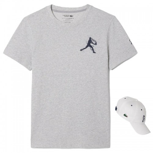 Pack Lacoste Novak Djokovic T-Shirt Casquette Gris et Blanc Pack Lacoste Novak Djokovic T-Shirt Casquette Gris et Blanc
