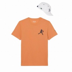 Confezione Lacoste Novak Djokovic con maglietta arancione e cappello bianco