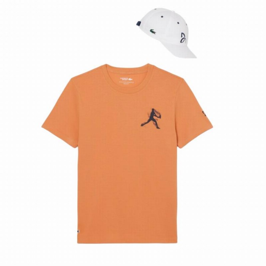 Pack Lacoste Novak Djokovic Camiseta Laranja e Boné Branco