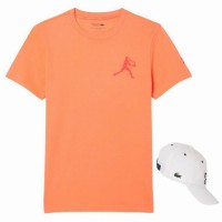 Pack Camiseta Lacoste Novak Djokovic Naranja y Gorra Blanco  Oferta + Barato