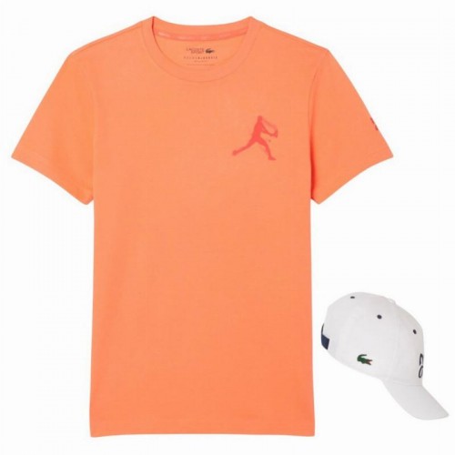 Pack Lacoste Novak Djokovic T-shirt orange et casquette blanche Pack Lacoste Novak Djokovic T-shirt orange et casquette blanche