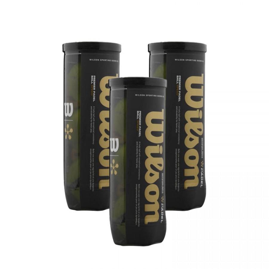 Pacote de 3 Garrafas de Wilson Padel Premier Speed Balls  Oferta + Barato