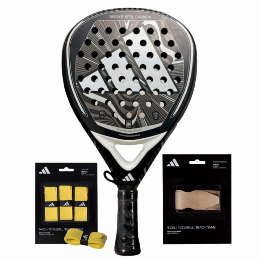 Adidas Bisoke Attk Carbon 2024 Pacote de Raquete com Overgrips e Protetor  Oferta + Barato