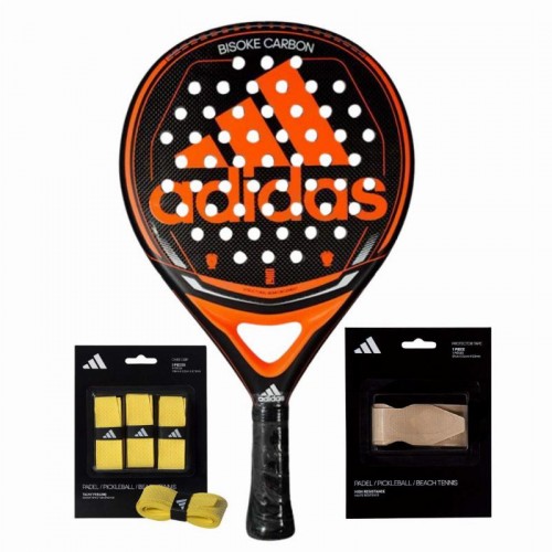 Adidas Bisoke Pack de raquettes en carbone avec surgrips et protecteur Adidas Bisoke Pack de raquettes en carbone avec surgrips et protecteur