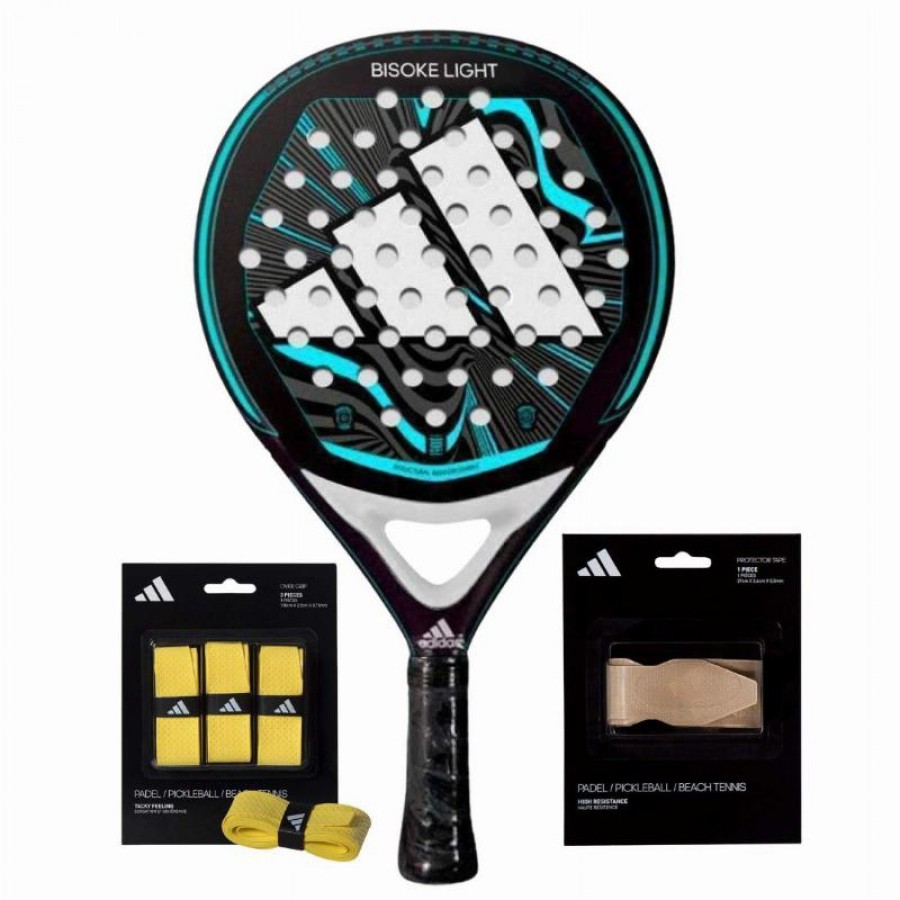 Pacote de raquete Adidas Bisoke Light 2024 com overgrips e protetor  Oferta + Barato