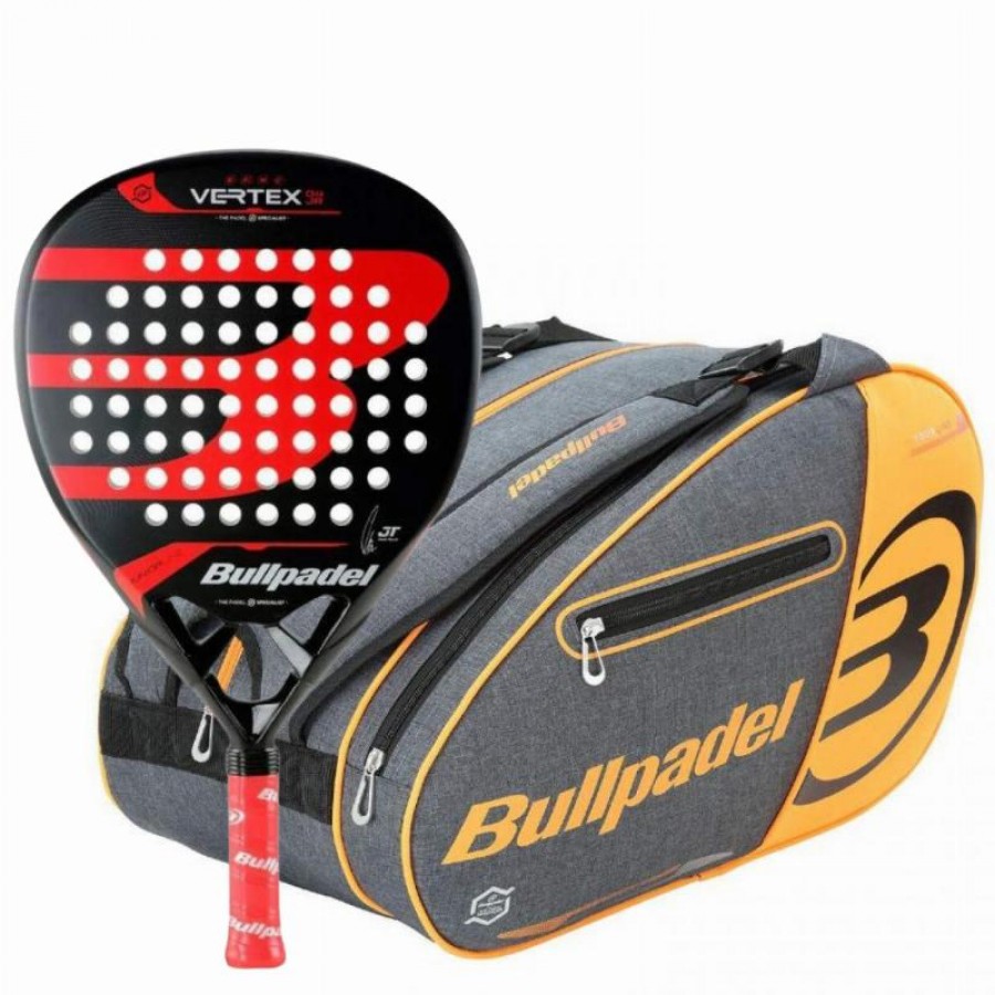 Pack Raquete Bullpadel Tello Vertex 04 Junior 2024 e Bolsa para Raquete de Padel Bullpadel Laranja   Oferta + Barato