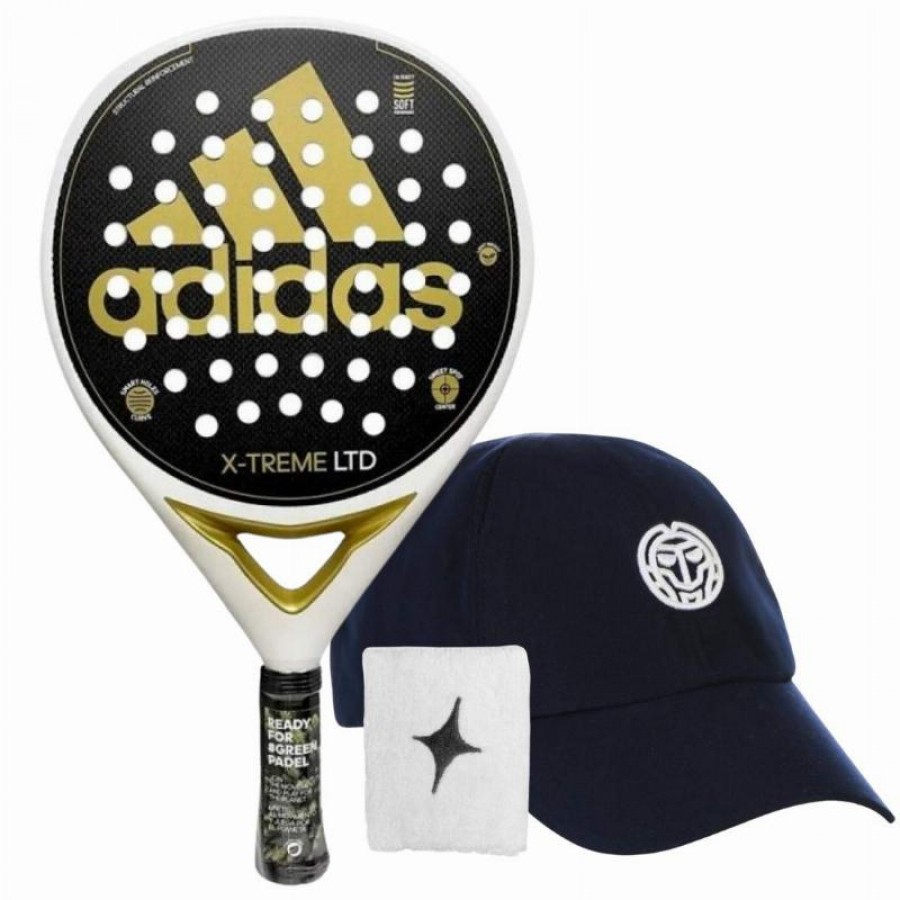 Pack Pala Adidas X-Treme Blanco Oro con Gorra y Munequera  Oferta + Barato