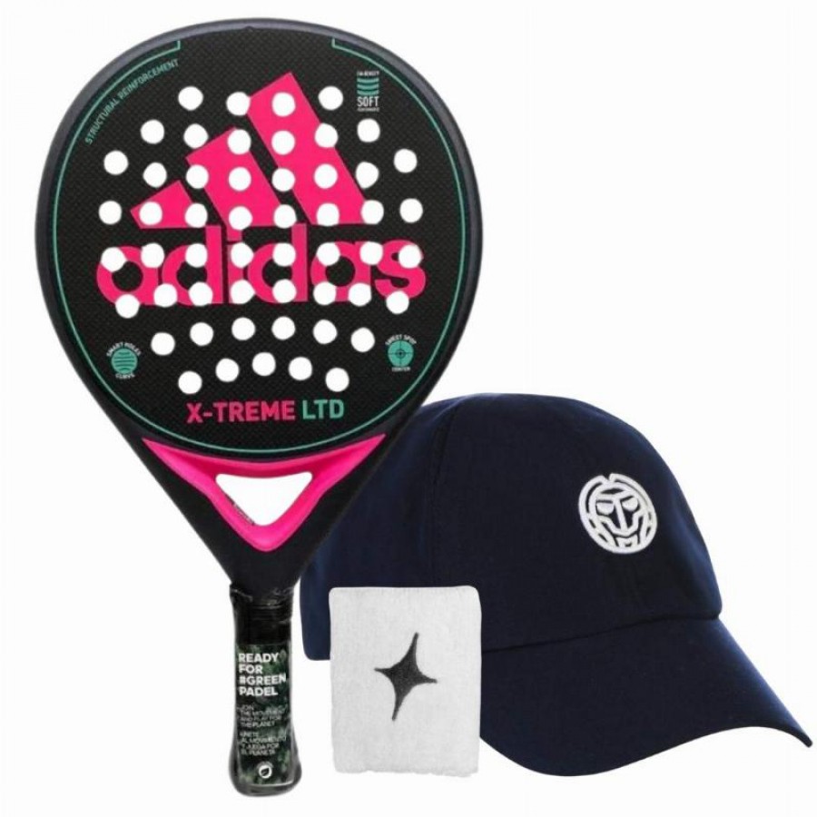 Pack Pala Adidas X-Treme Negro Rosa con Gorra y Munequera  Oferta + Barato