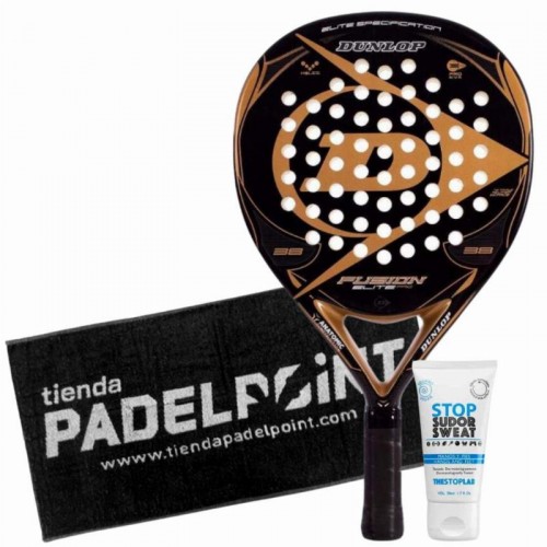Dunlop Fusion Elite Pro Gold Paddle Pack con asciugamano e magnesio Dunlop Fusion Elite Pro Gold Paddle Pack con asciugamano e magnesio