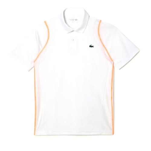 Polo Lacoste Poliester Reciclado Blanco Naranja Polo Lacoste Poliester Reciclado Blanco Naranja