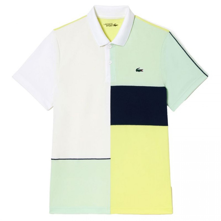 Polo Lacoste Regular Fit Recycle Blanc Vert