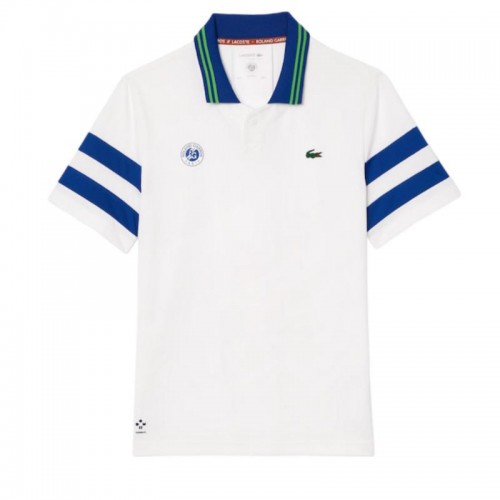 Polo Lacoste Roland Garros Medvedev blanc marine Polo Lacoste Roland Garros Medvedev blanc marine