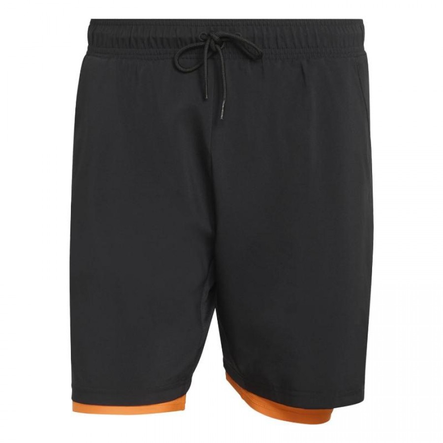 Pantaloncini Adidas Club 2 In 1 Neri Arancioni