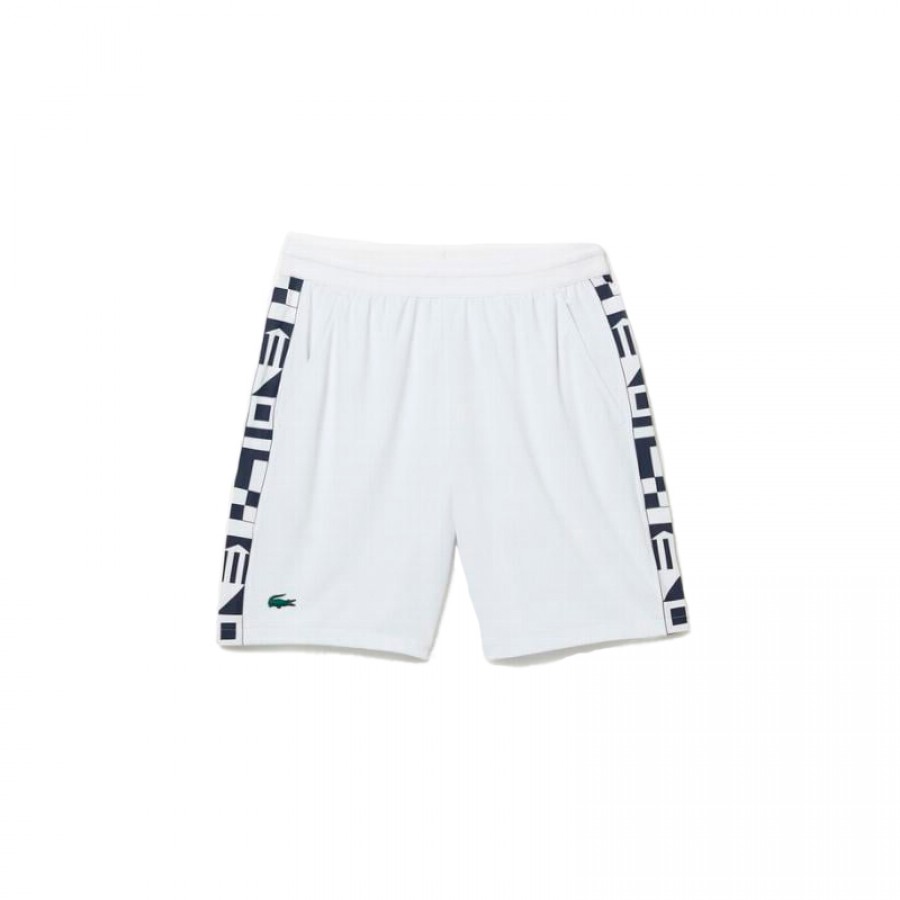 Short Lacoste Sport Blanco Estampado