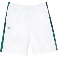 Short Lacoste Sport Listras Laterais Branco Verde