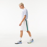 Short Lacoste Sport Rayas Laterales Blanco Verde
