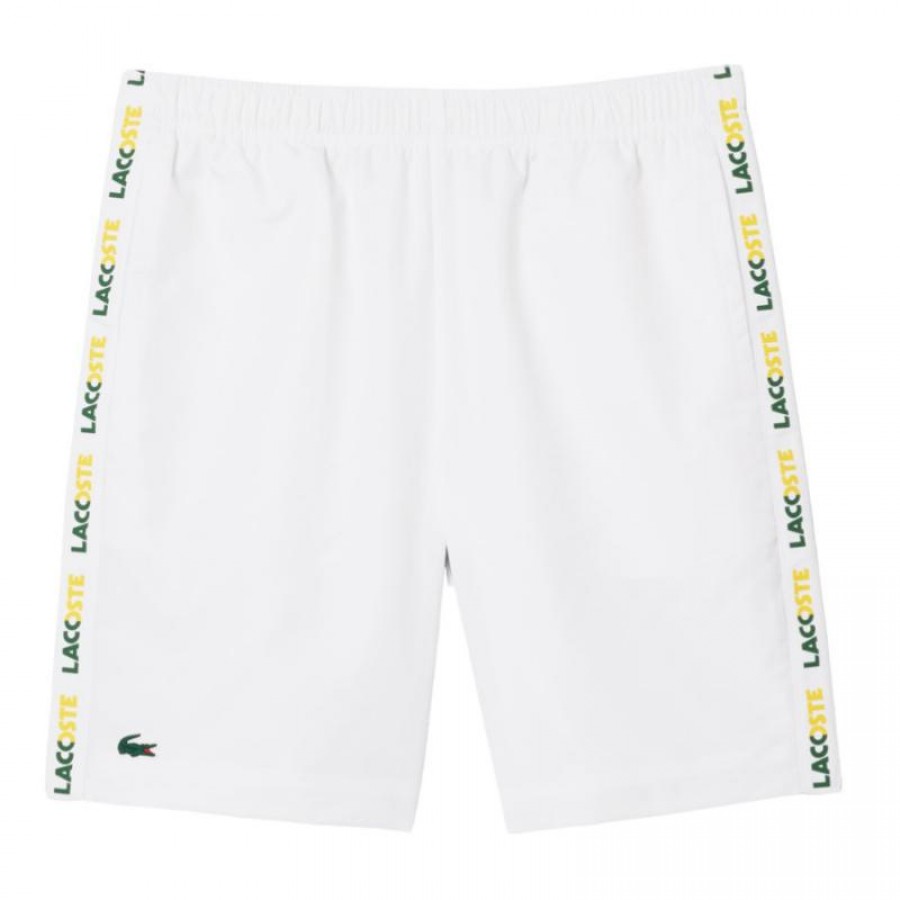 Short Lacoste Sportsuit Blanco Verde  Oferta + Barato