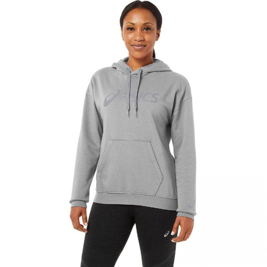 Sweat-shirt Asics Logo Grande Femme Grise