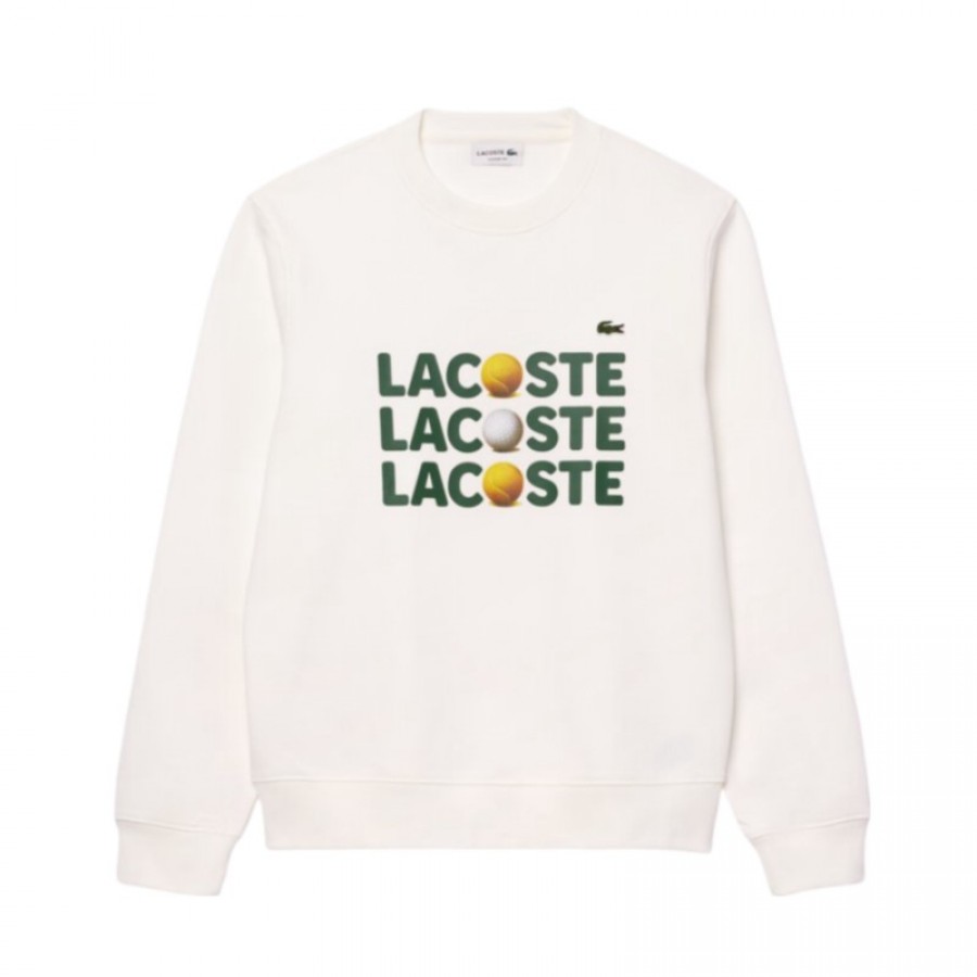 Lacoste White Plush Sweatshirt  Offer + Cheap
