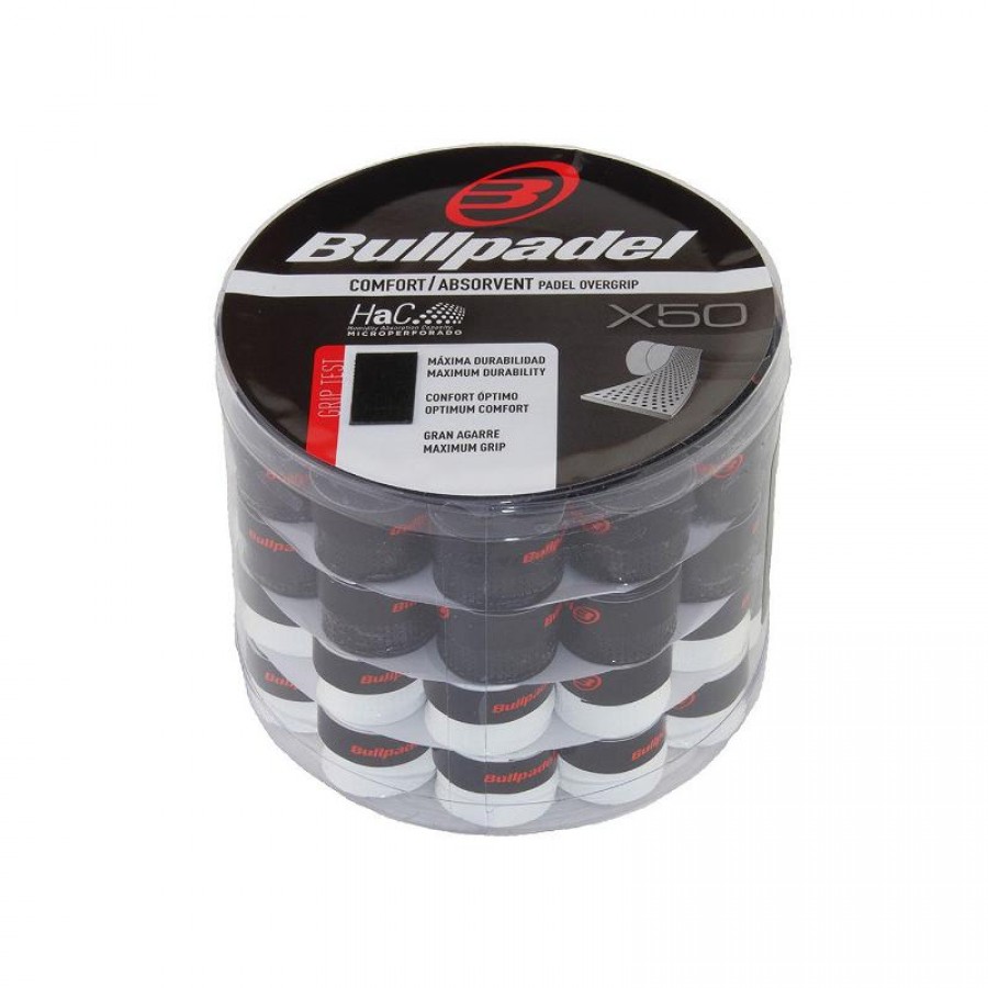 Drum Bullpadel GB1201 Bianco Nero 50 Overgrips