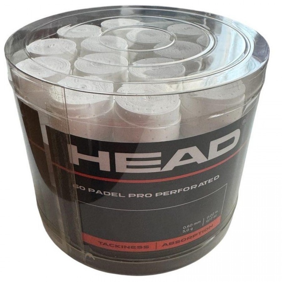 Head Padel Pro Tambour Blanc Perforé 60 Surgrips  Offre - Pas cher