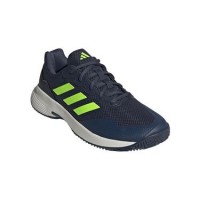 Adidas GameCourt 2.0 Chaussures Bleu Fonce Lime Blanc