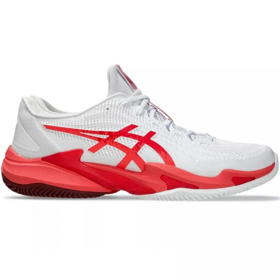 Baskets Asics Court FF 3 Novak CLAY Blanc Rouge  Offre - Pas cher