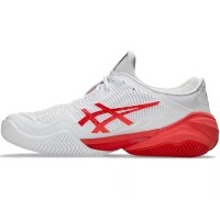 Baskets Asics Court FF 3 Novak CLAY Blanc Rouge  Offre - Pas cher