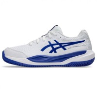 Baskets Junior Asics Gel Resolution X Clay GS Blanc Bleu Cobalt  Offre - Pas cher