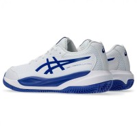 Baskets Junior Asics Gel Resolution X Clay GS Blanc Bleu Cobalt  Offre - Pas cher