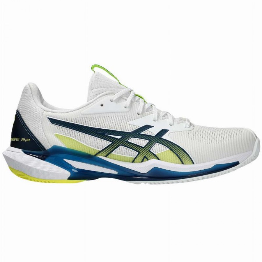 Baskets Asics Solution Speed FF 3 TERRE BATTUE Blanc Bleu Mako  Offre - Pas cher