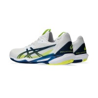 Baskets Asics Solution Speed FF 3 TERRE BATTUE Blanc Bleu Mako  Offre - Pas cher