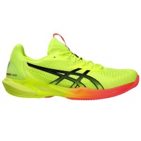 Baskets Asics Solution Speed FF 3 TERRE BATTUE Paris Jaune Noir  Offre - Pas cher