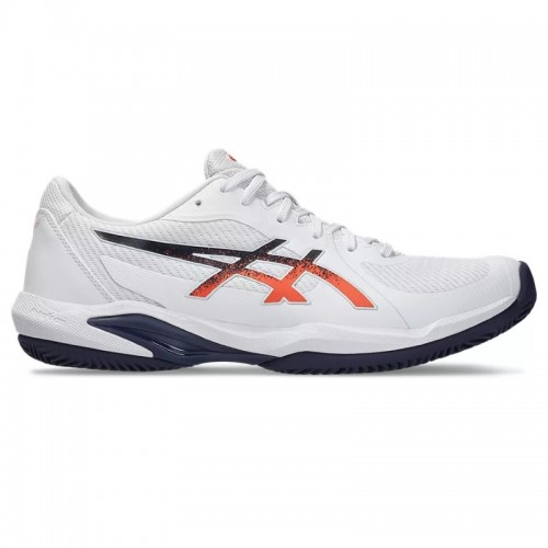 Asics Solution Swift FF 2 TERRE BATTUE Blanc Bleu Orange Baskets Asics Solution Swift FF 2 TERRE BATTUE Blanc Bleu Orange Baskets