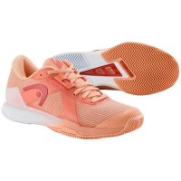 Baskets Femme Head Sprint Pro 4.0 Clay Coral White  Offre - Pas cher
