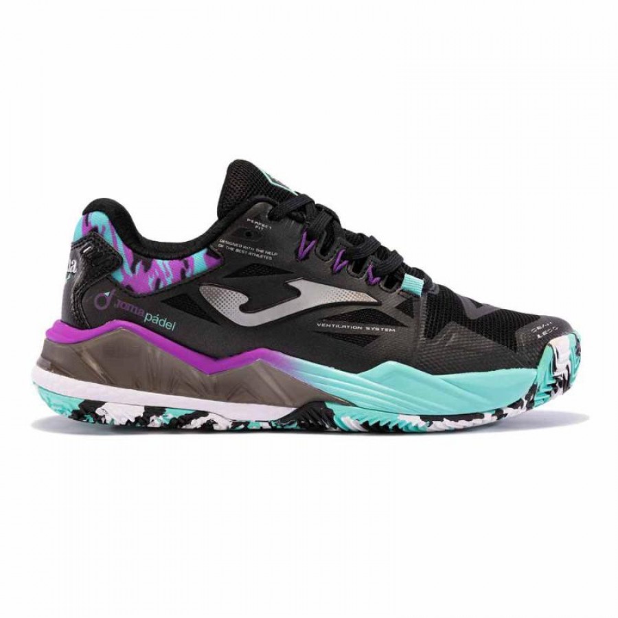 Chaussures Femme Joma Spin 2401 Black Turquoise Pink