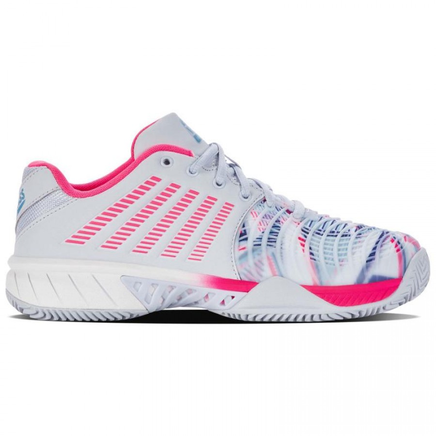Zapatillas Kswiss Express Light 3 HB Padel Gris Blanco Rosa Neon Mujer  Offer + Cheap