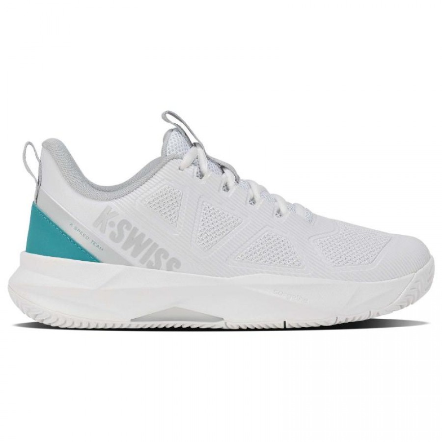 Baskets féminines turquoise blanche en argile de l?équipe Kswiss Kspeed