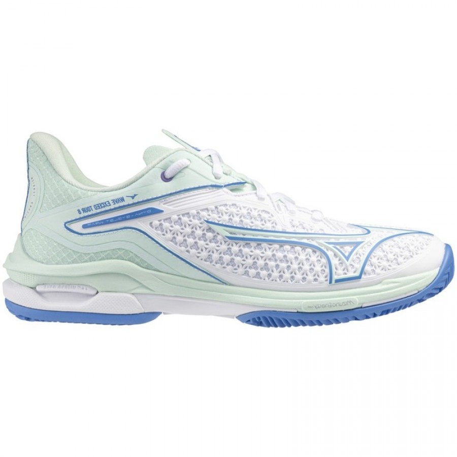 Baskets Femme Mizuno Wave Exceed Tour 6 TERRE BATTUE Blanc Bleu  Offre - Pas cher