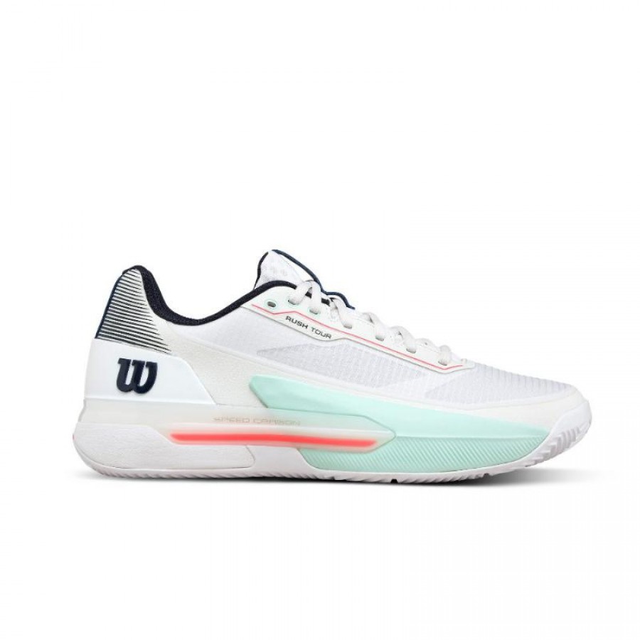Wilson Rush Tour 5 Clay White Aqua Coral Sneakers